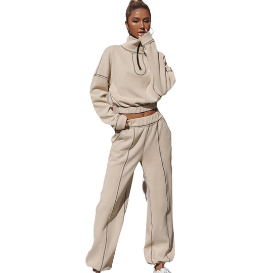 Damen cropped Sweatshirt mit Reißverschluss und Rüschendetails EB