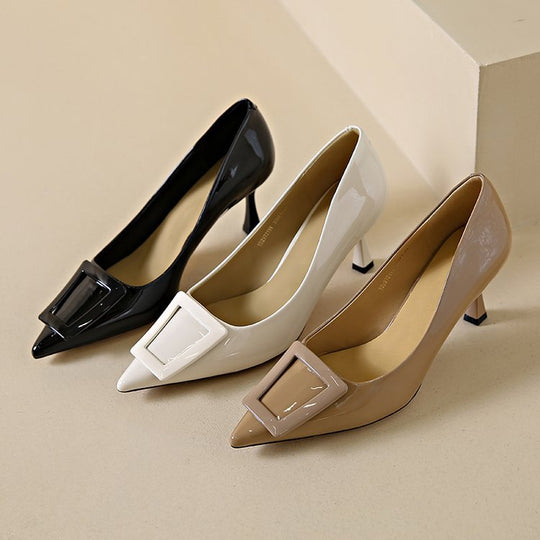 Damen elegante spitze Pumps mit funkelndem Schnallenakzent EB