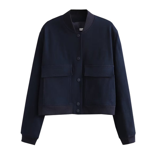 Damen Kurzblouson im Utility‑Stil mit Klappentaschen und Rippbündchen EB