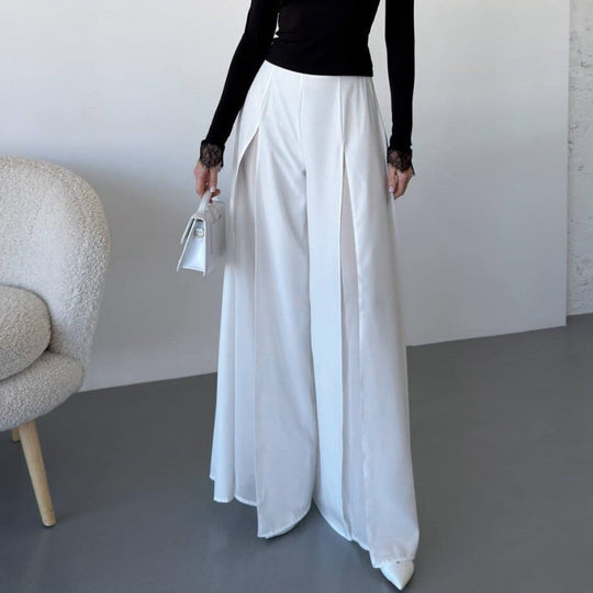 Damen Elegante lange Hose mit seitlichen Schlitzen und fließendem Schnitt EB