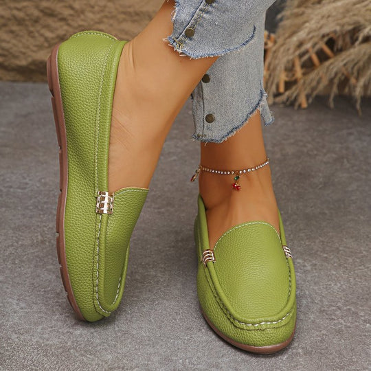 Damen Bequeme Ballerinas mit edler Lederoberfläche EB