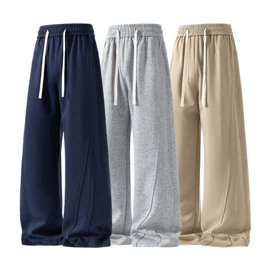 Damen weite Lounge-Sweathose mit elastischem Kordelbund und dekorativen Seitennaht-Details EB