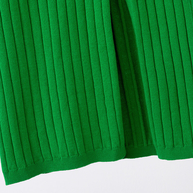 Damen Langarm-Strickkleid mit Quadratausschnitt und Rippstruktur EB