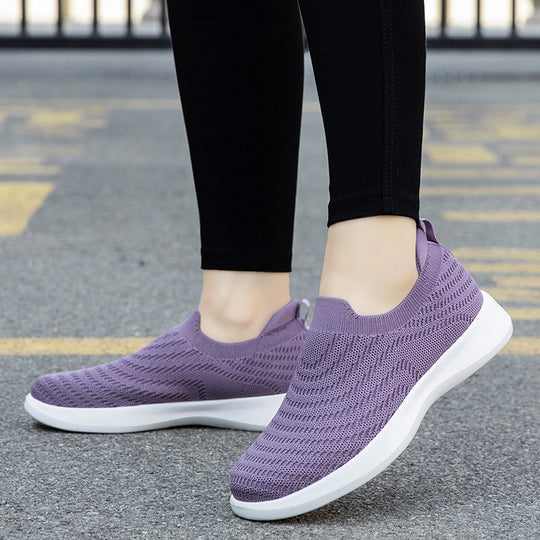 Damen Bequeme Slip-On Sneakers aus atmungsaktivem Strickmaterial EB
