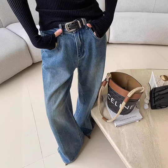 Damen Weite Jeans mit lässigem Schnitt und hohem Bund EB