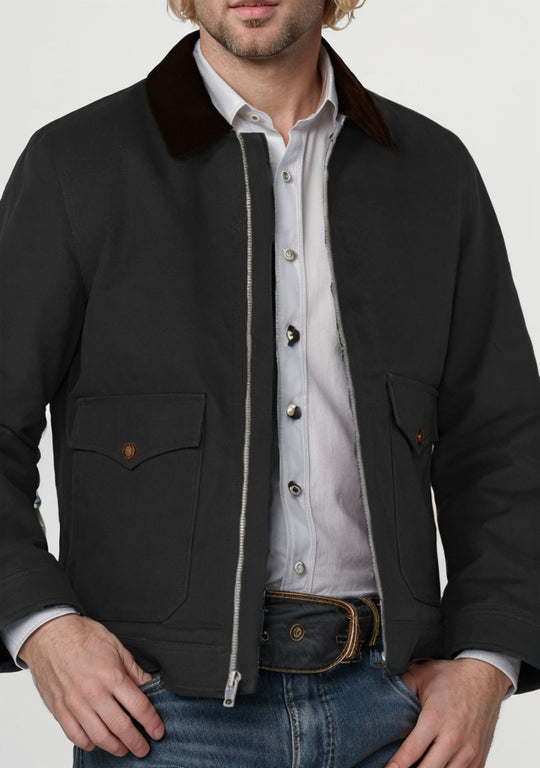 Herren lässige Utility-Jacke mit großzügigen Taschen und gefüttertem Kragen EB