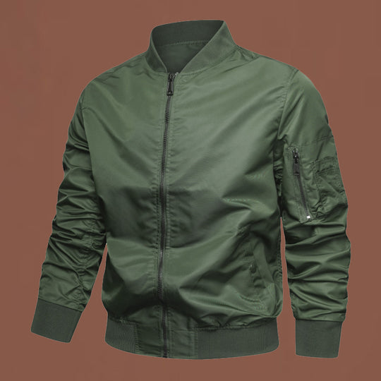 Herren nan leichter Nylon-Bomber mit Ärmeltasche, Reißverschluss und gerippten Bündchen EB