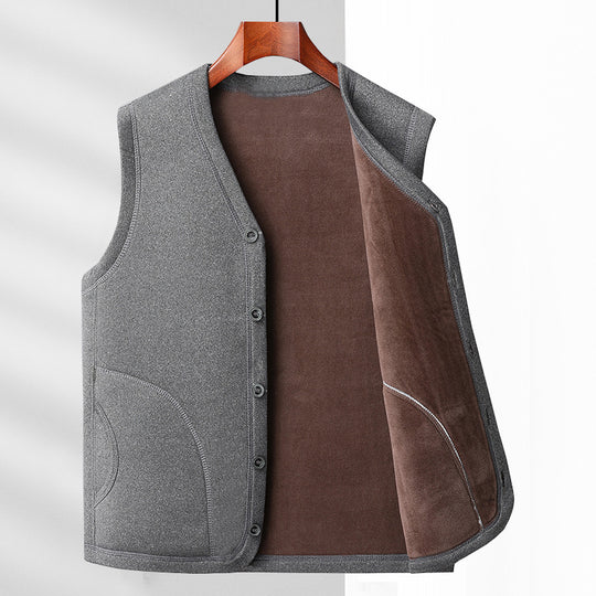 Herren Wattierte Thermo-Weste mit kuscheligem Fleece-Innenfutter und Knopfleiste EB
