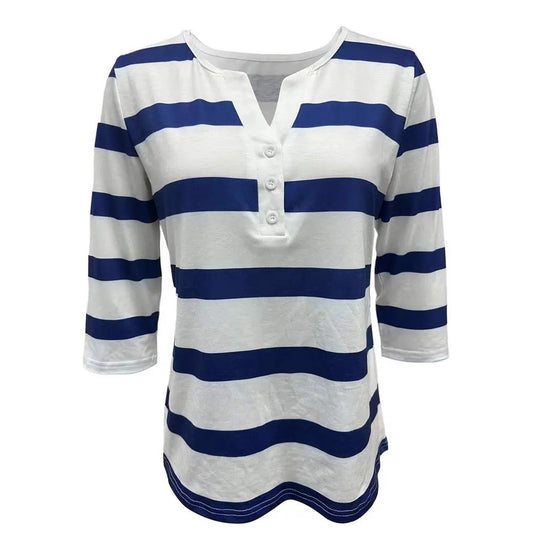 Damen Langarmshirt mit maritimem Streifenmuster Heidi-Mode