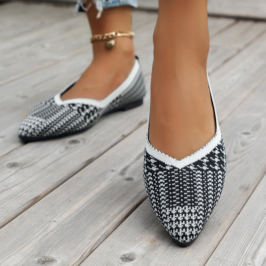Damen Ballerinas mit modischem geometrischem Muster und bequemem Fußbett EB