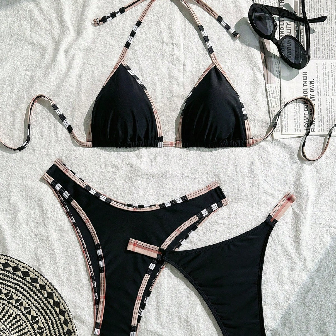 Damen Triangel-Bikini mit verstellbaren Trägern und eleganten Rüschendetails EB