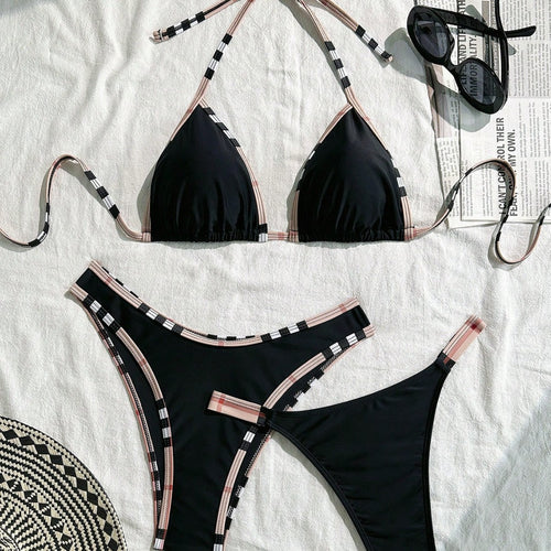 Damen Triangel-Bikini mit verstellbaren Trägern und eleganten Rüschendetails EB