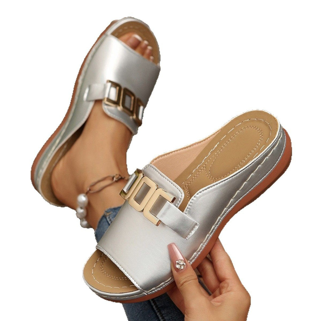 Damen modische Slide-Sandalen mit eleganter Schlaufenverzierung EB