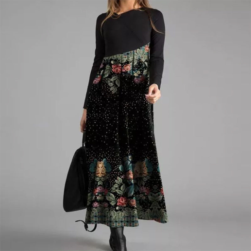 Damen boho-inspiriertes Midikleid mit geschickt kombiniertem Muster EB
