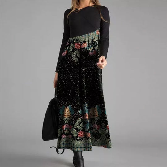 Damen boho-inspiriertes Midikleid mit geschickt kombiniertem Muster EB