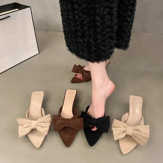 Damen elegante Mules mit Schleifenakzenten EB