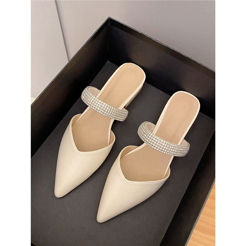 Damen elegante Slingback-Ballerinas mit glitzerndem Riemchen EB