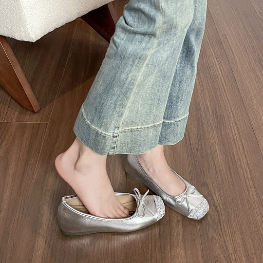 Damen Ballerinas mit feiner Lacklederoberfläche und bequemer Wedge-Sohle EB