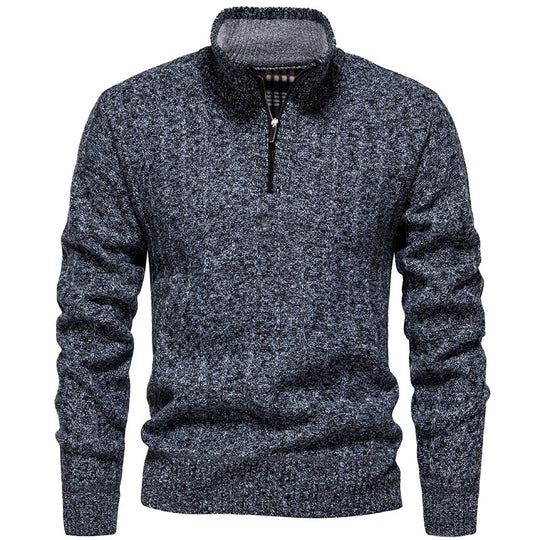 Herren nan gerippter Troyer-Pullover mit Halbzip, Zopfmuster und wärmender Innenverarbeitung EB