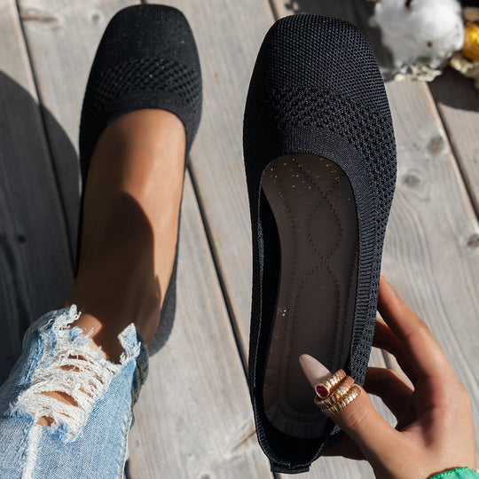 Damen Bequeme Slipper mit atmungsaktivem Strickdesign EB
