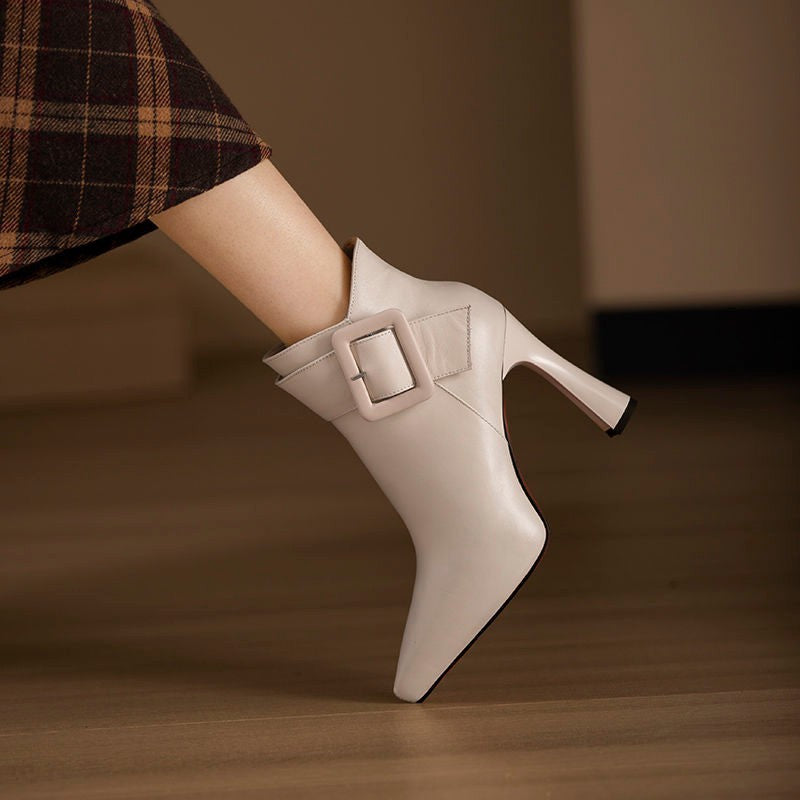 Damen Schicke Stiefeletten mit eleganter Schnalle EB