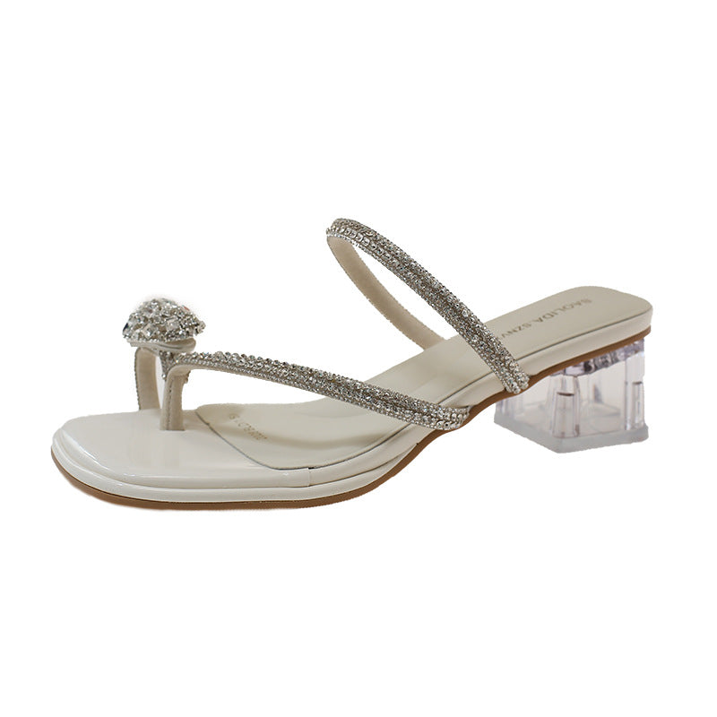 Damen Elegante Riemchen-Sandalen mit funkelndem Blockabsatz EB