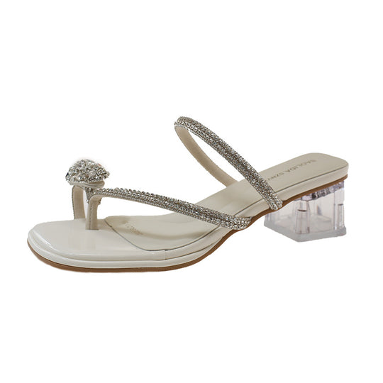 Damen Elegante Riemchen-Sandalen mit funkelndem Blockabsatz EB