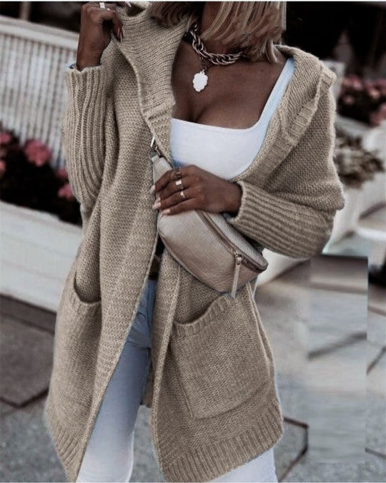 Damen Strickjacke mit Kapuze EB