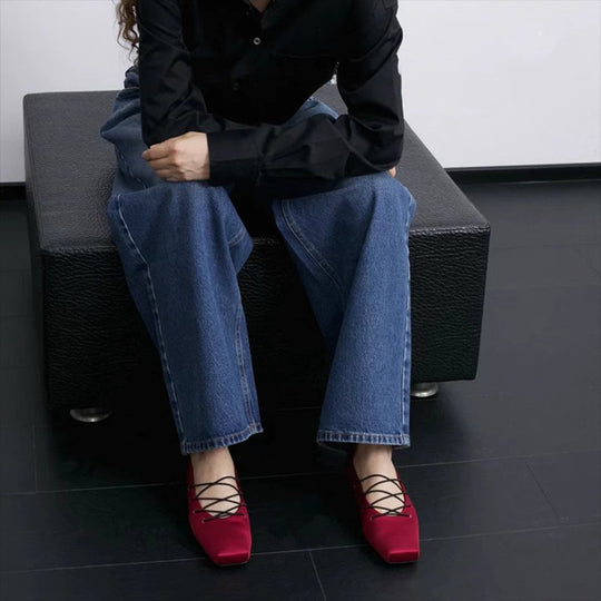 Damen Ballerinas mit modischem Schnürdesign EB