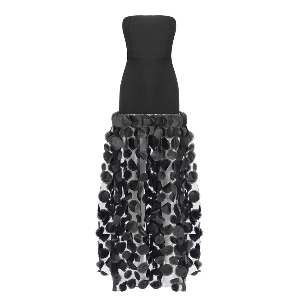 Damen Traumhaftes Tüll-Abendkleid ohne Ärmel und Volant-Design EB