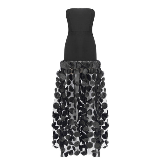 Damen Traumhaftes Tüll-Abendkleid ohne Ärmel und Volant-Design EB