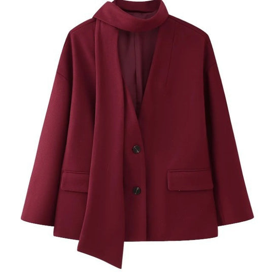 Damen Elegante Oversize-Jacke mit hohem Kragen und Taschen EB