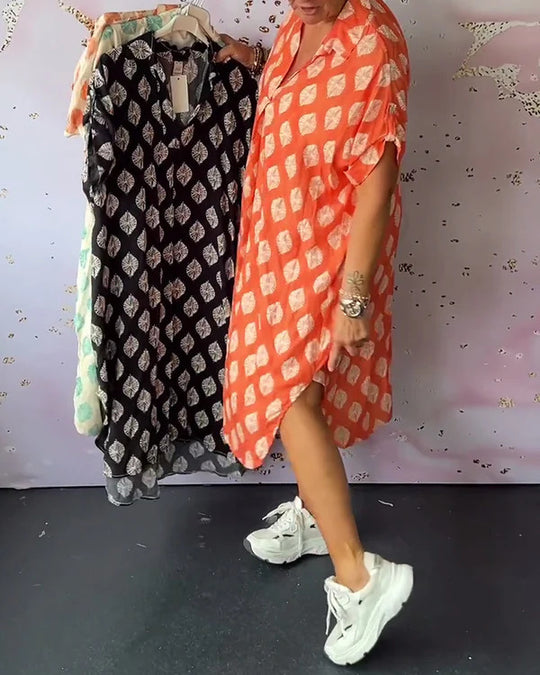 Damen Hemdblusenkleid mit einzigartigem Muster und lässigem Schnitt Heidi-Mode