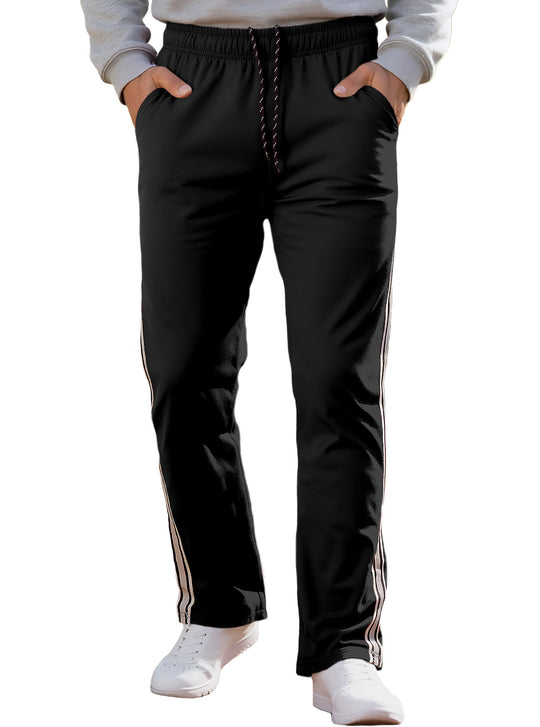 Herren nan Retro-Trackhose mit schmal zulaufendem Bein elastischem Bund Tunnelzug und seitlichen Streifen EB