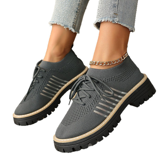 Damen Sportliche Sneakers mit atmungsaktivem Strickoberteil und rutschfester Sohle EB