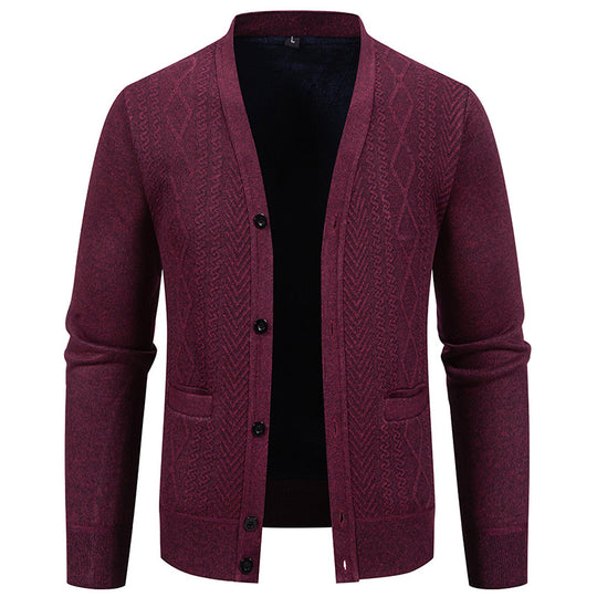 Herren Strickjacke mit strukturiertem Design und Knopfverschluss EB