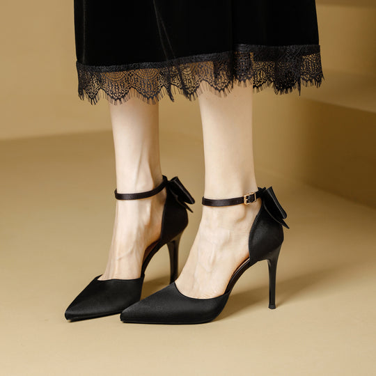 Damen schicke High Heels mit dekorativem Schleifenverschluss EB