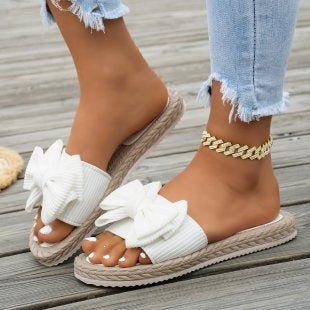 Damen modische Espadrilles mit dekorativem Schleifen-Detail EB