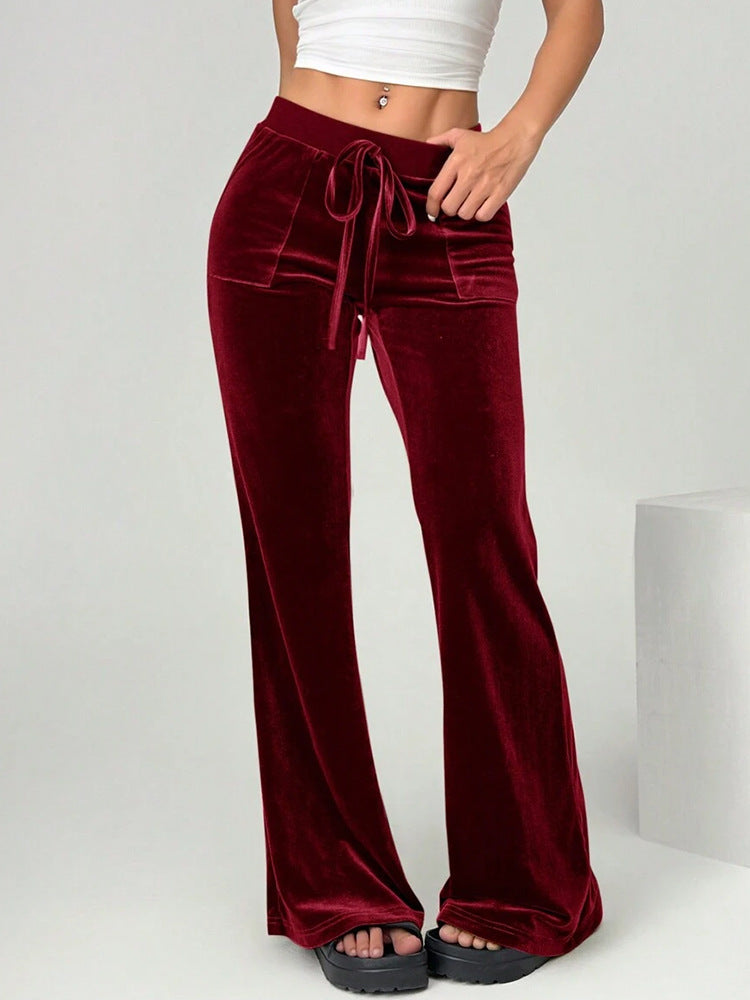 Damen Velours Freizeithose mit elastischem Bund und Taschen EB