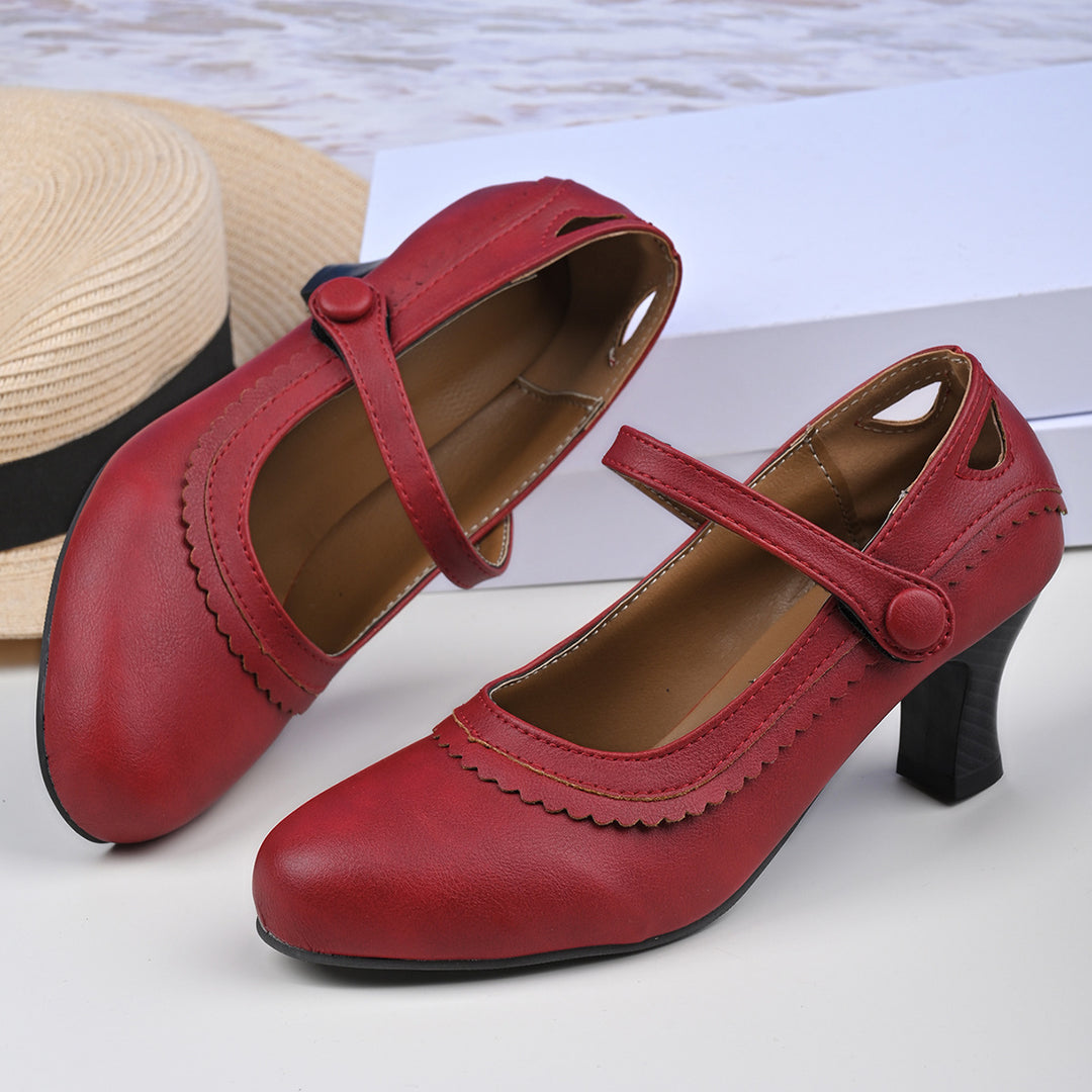 Damen Absatzschuhe mit verstellbarem Riemen und eleganter Schnalle EB