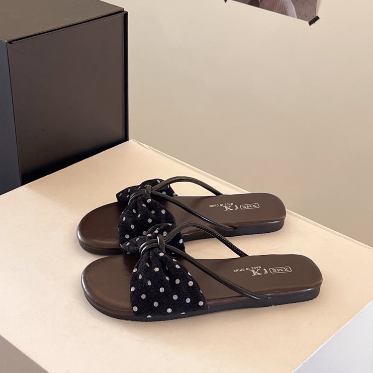 Damen modische Badeslipper mit dekorativer Schleifenapplikation EB