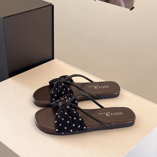 Damen modische Badeslipper mit dekorativer Schleifenapplikation EB
