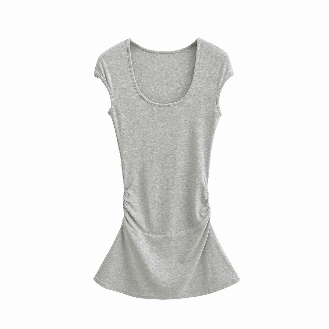 Damen elegantes Jersey-Kleid mit Raffung EB