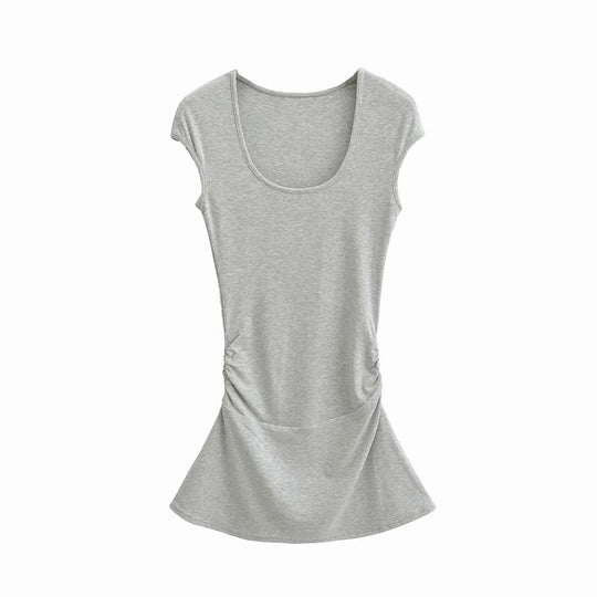 Damen elegantes Jersey-Kleid mit Raffung EB