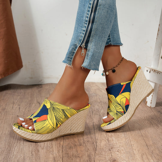Damen Plateau-Mules mit floralem Design und bequemer Sohle EB