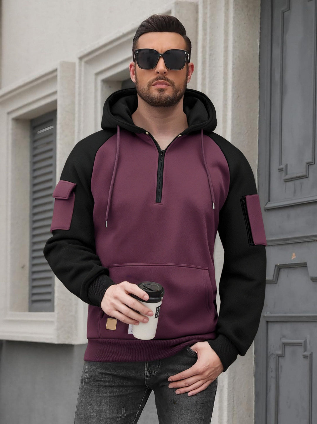 Herren Modischer Kapuzenpullover mit praktischen Reißverschluss-Details und sportlichem Schnitt EB