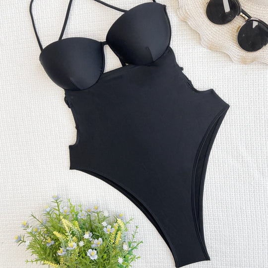 Damen Eleganter Einteiler Badeanzug mit verstellbaren Trägern EB