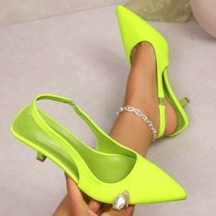 Damen Elegante Slingback-Pumps mit glänzendem Riemendesign EB