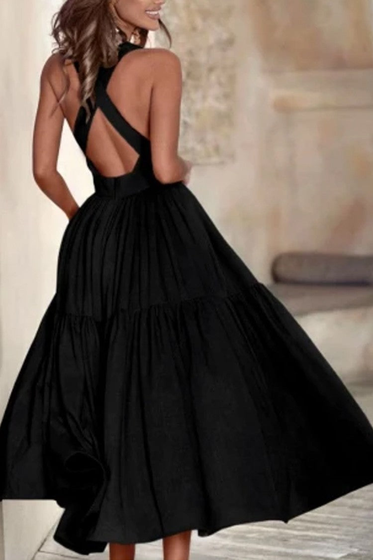 Damen Elegantes Langarmkleid mit bodenlangem Rock und raffinierten Falten EB