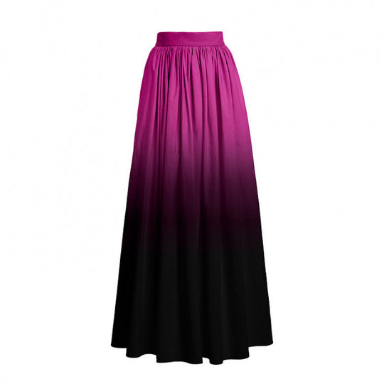 Damen Badeanzug mit elegantem Wickeldetail und langem, ombrefarbigem Rock EB